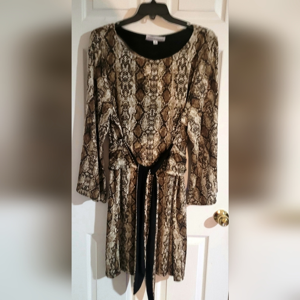 Snake Print Dress with Belt